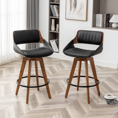 Williston Forge Laub Swivel Upholstered Counter Stool with Metal Frame Reviews Wayfair